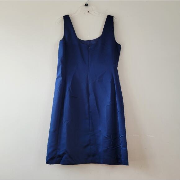 Kay Unger Longline Double Breasted Belted Jacket & Dress Set Navy Satin 14 - Picture 8 of 12